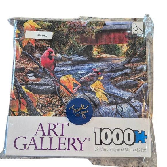 Art Gallery Fall Feather & Foliage 1000 pc Jigsaw Puzzle, GUC tape on box - Picture 3 of 9